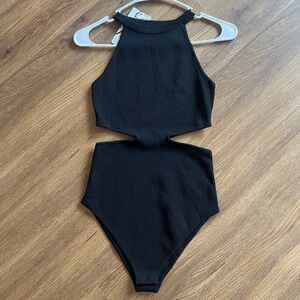 Zara black cutout halter bodysuit